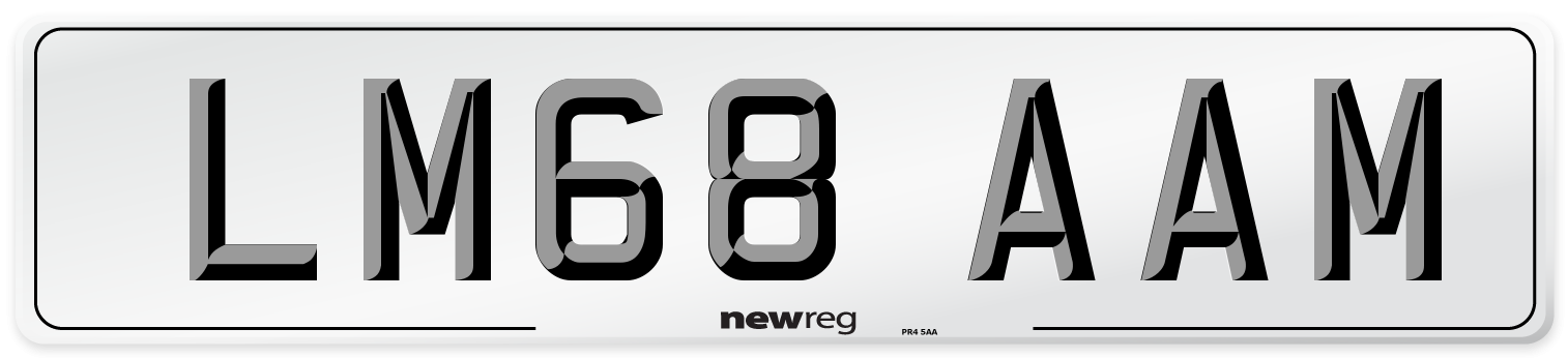 LM68 AAM Number Plate from New Reg
